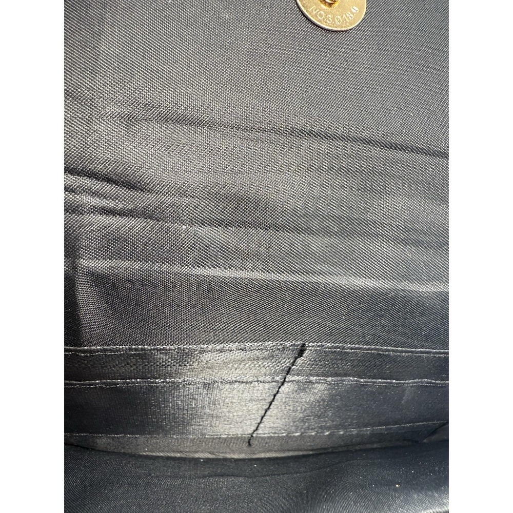 Floral Embroidered Black Fabric Clutch Purse w/ Rabbit Motif Crossbody Strap‎ - Picture 5 of 15
